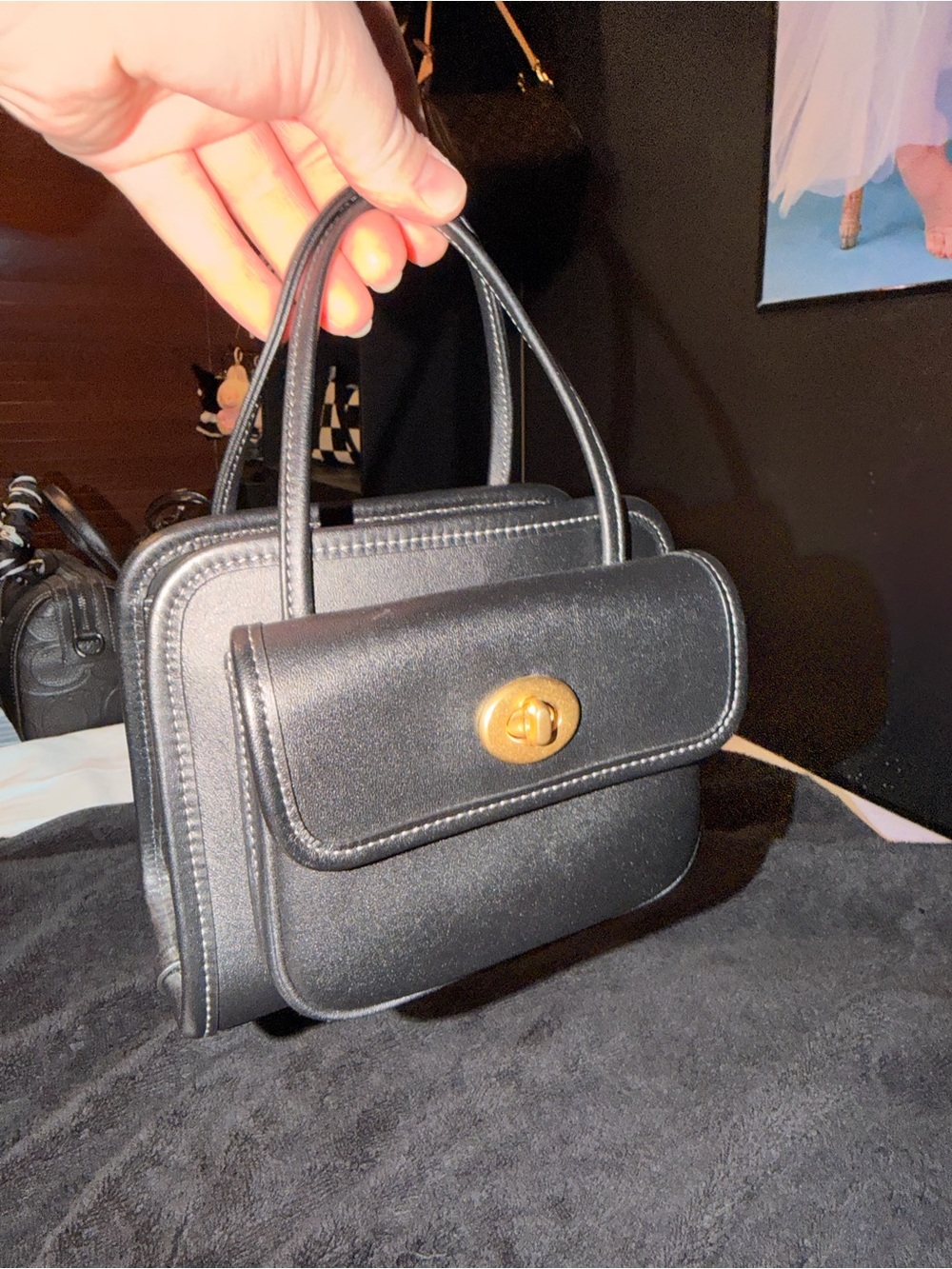 COACH Black Turnlock Top-Handle Bag - Picture 2 of 8